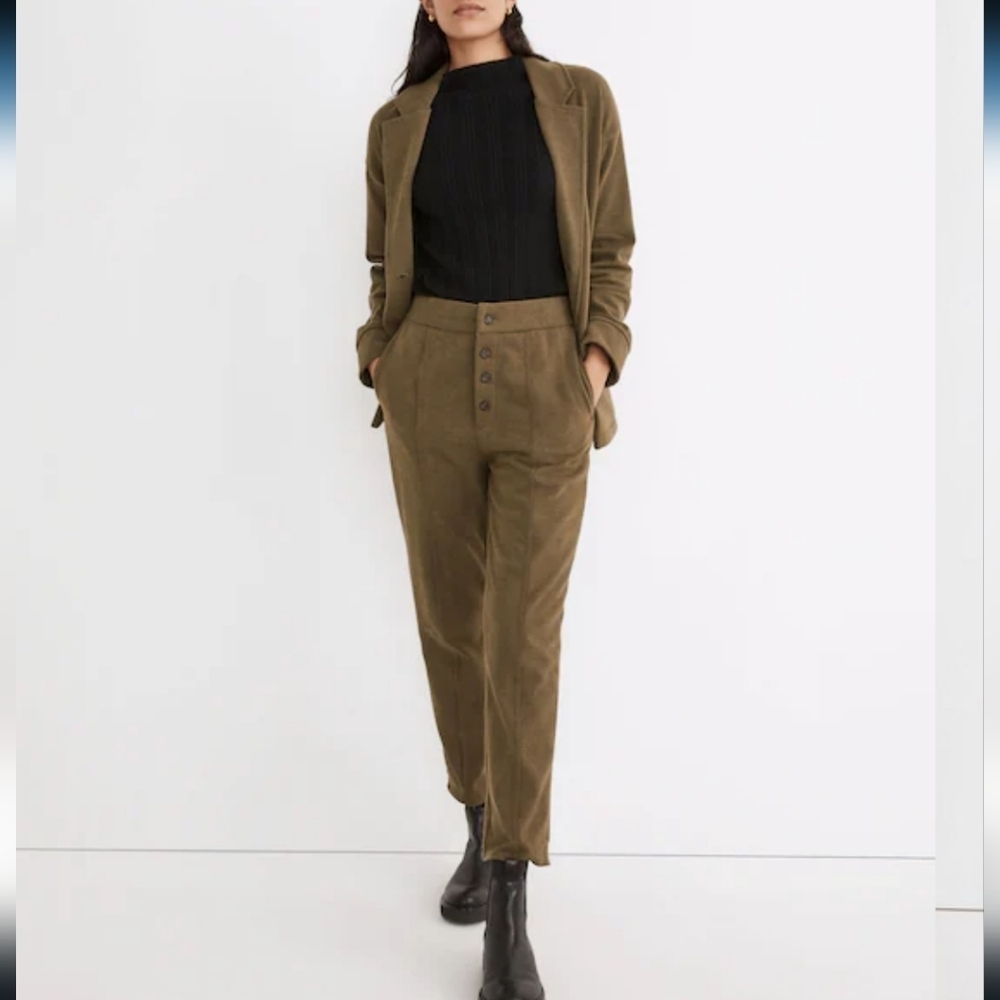 Madewell Knit Huston Button Pants In Glen Plaid Size Small Color Kale